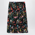 GUCCI Pleated midi silk skirt with Flora print in black