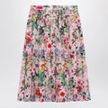 GUCCI Flora-print pleated silk midi skirt in pink