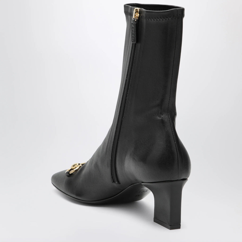 GUCCI Black Signora ankle boots with horsebit