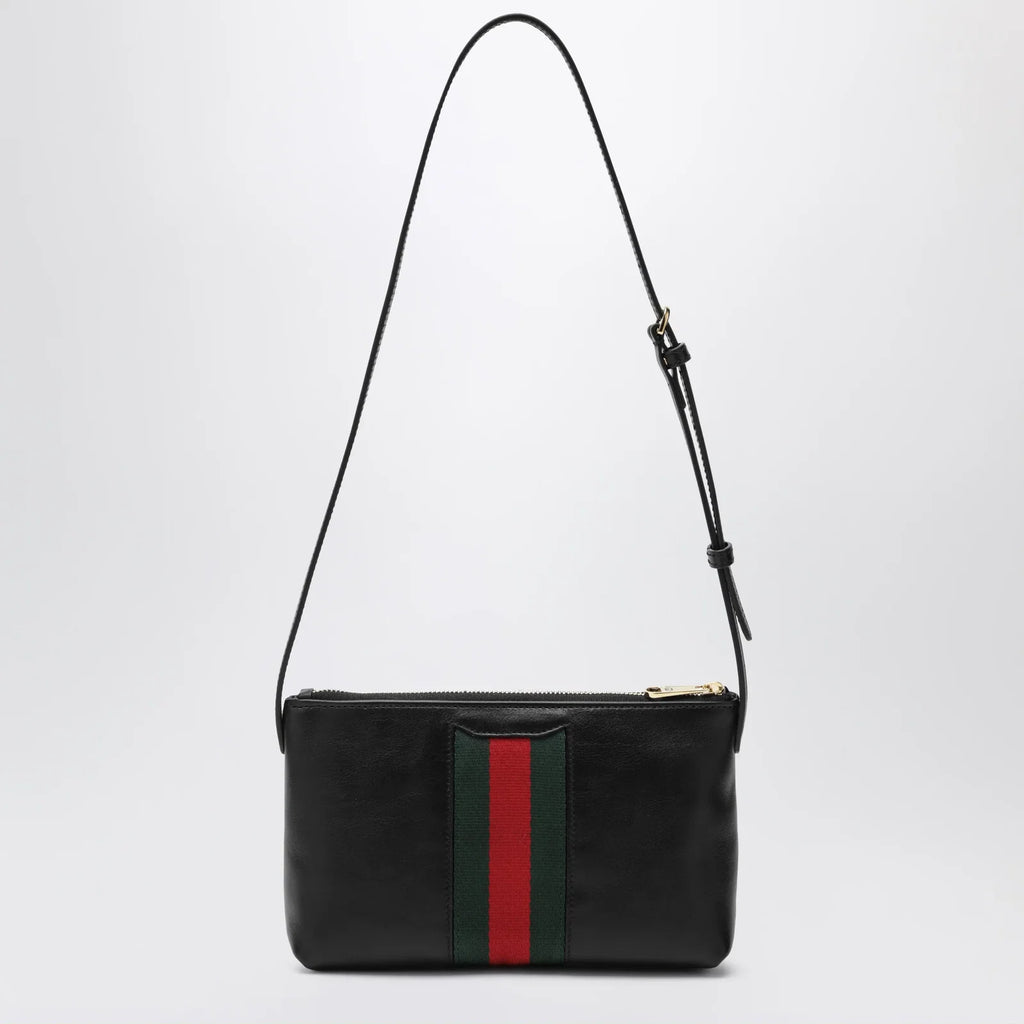 GUCCI Black Leather Mini Horsebit Web Bag