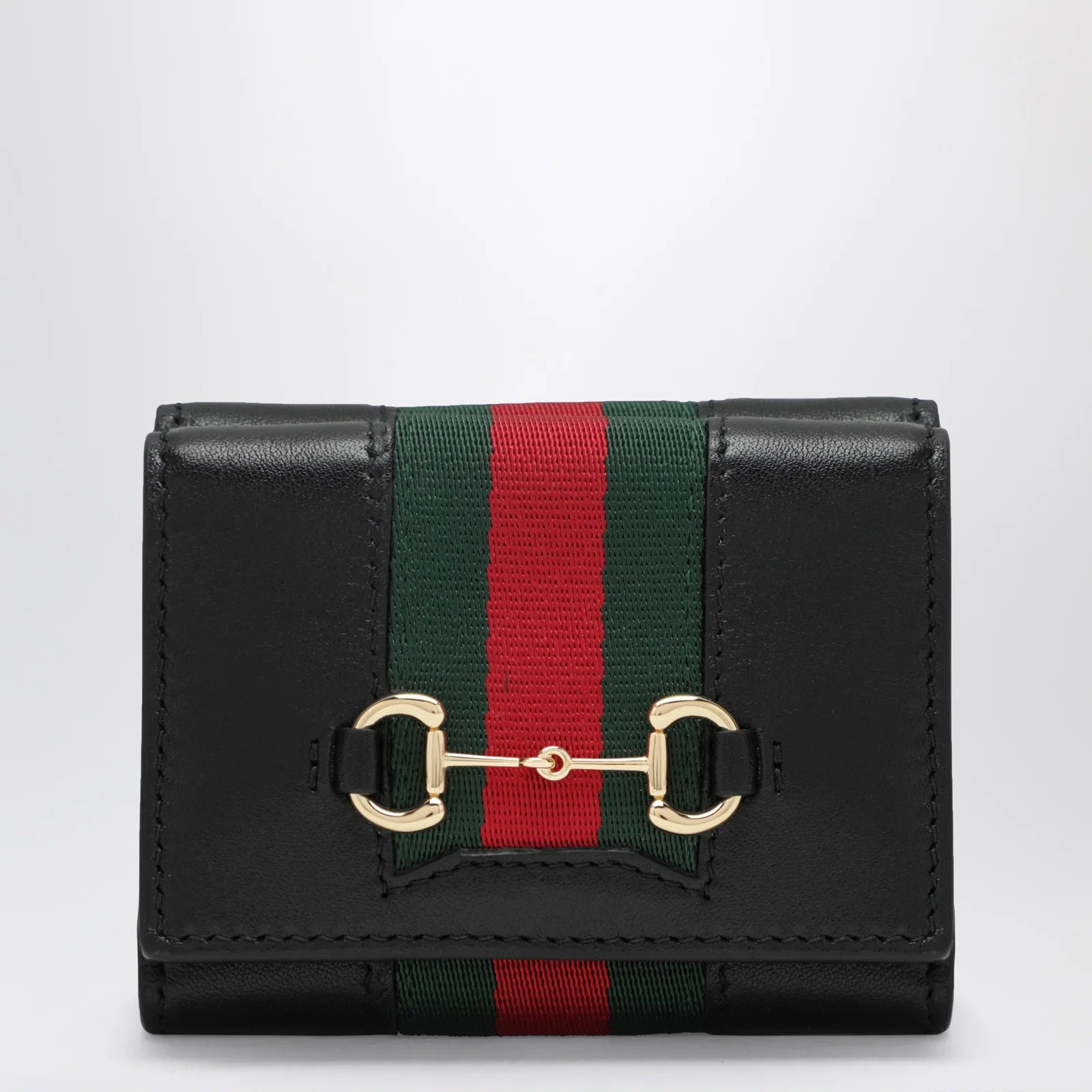 Small tri-fold Gucci Horsebit Web wallet