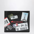 Balenciaga Cash folded square lambskin wallet in black