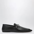 GUCCI Black leather horsebit loafers with silver hardware