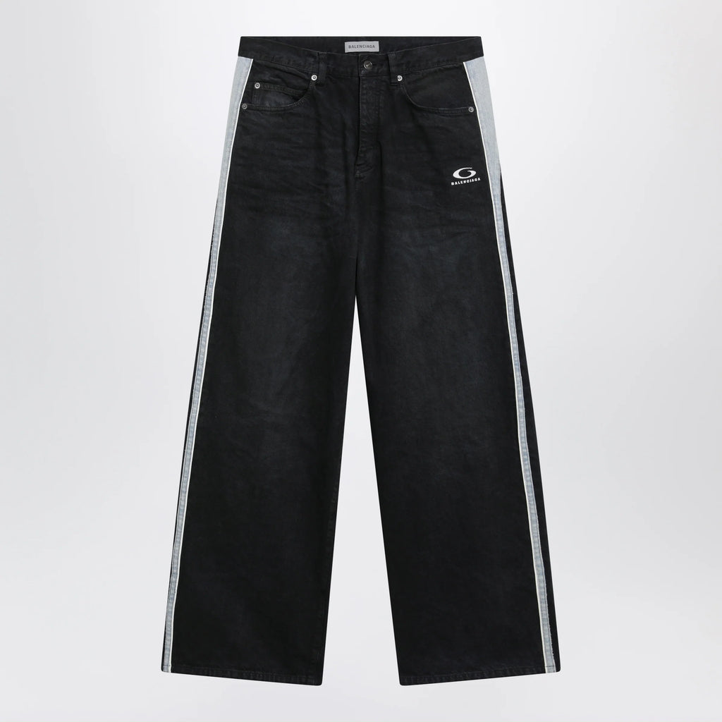 Balenciaga Denim trousers with dark brown and black trims