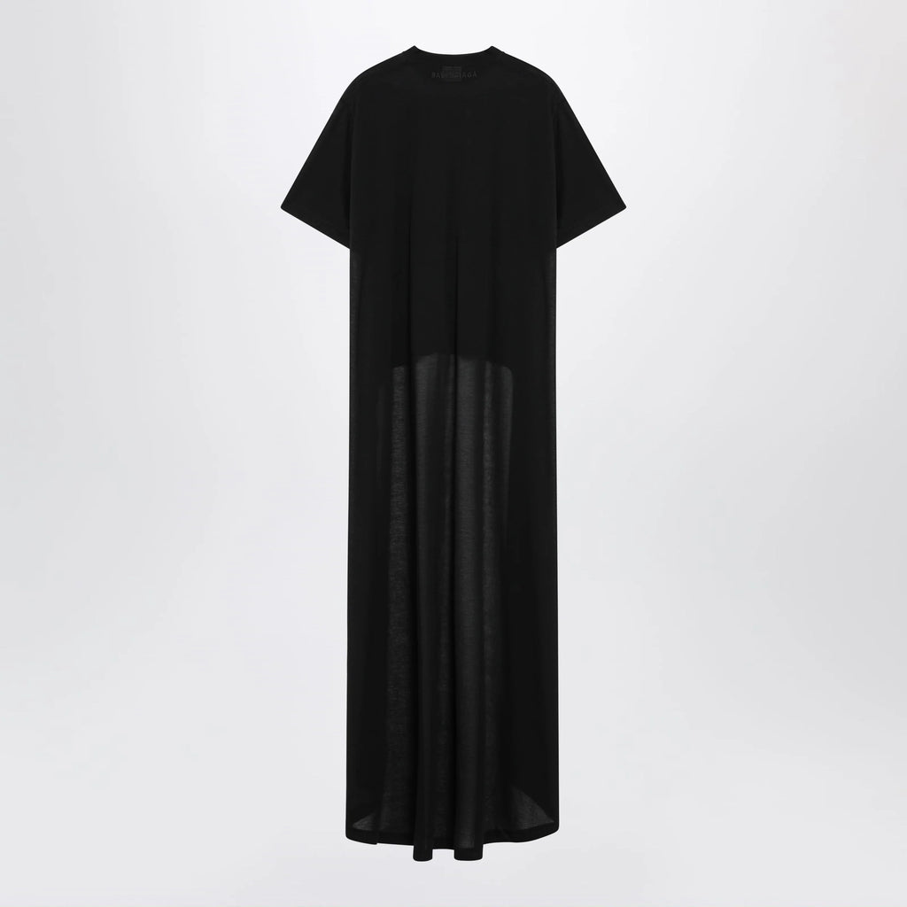 Balenciaga Black maxi train T-shirt in cotton jersey