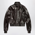 GUCCI Soft nappa leather bomber jacket in dark brown