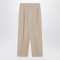 The Row Lilas light khaki cotton and linen trousers