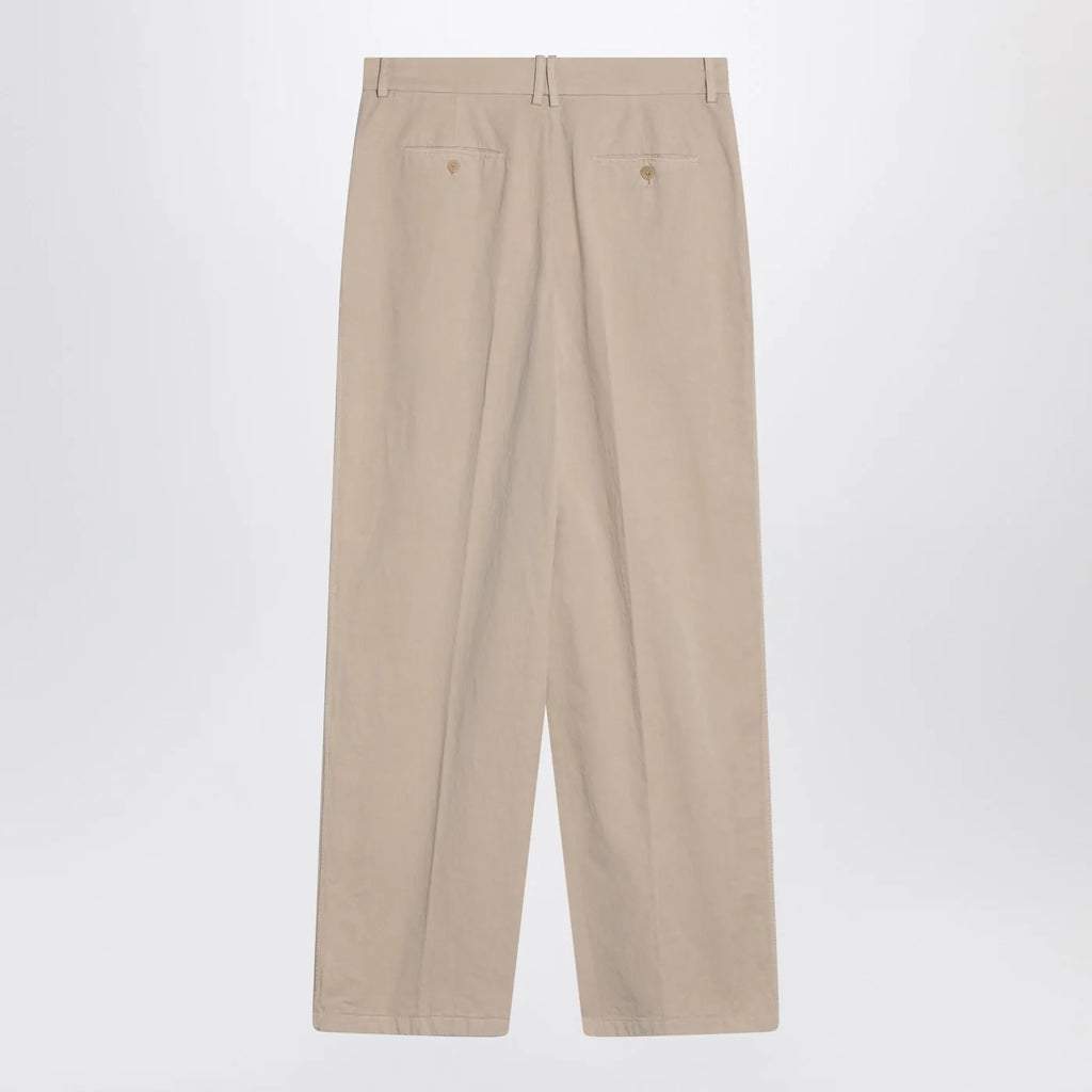 The Row Lilas light khaki cotton and linen trousers