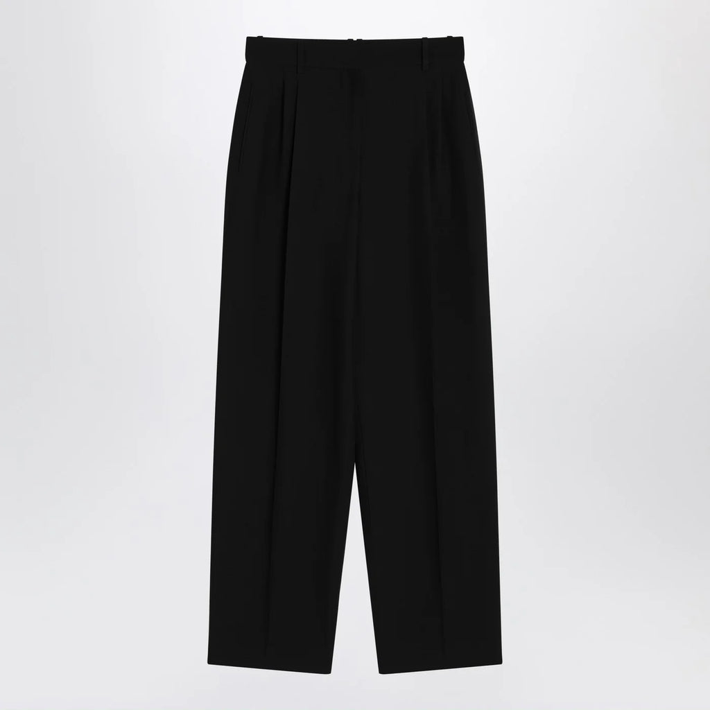 The Row Lilas trousers in black wool and linen