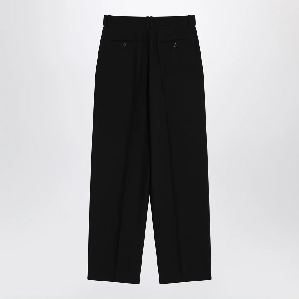 The Row Lilas trousers in black wool and linen