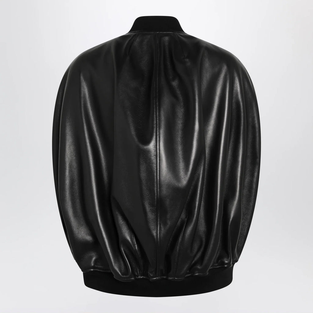 Balenciaga Black leather bomber jacket