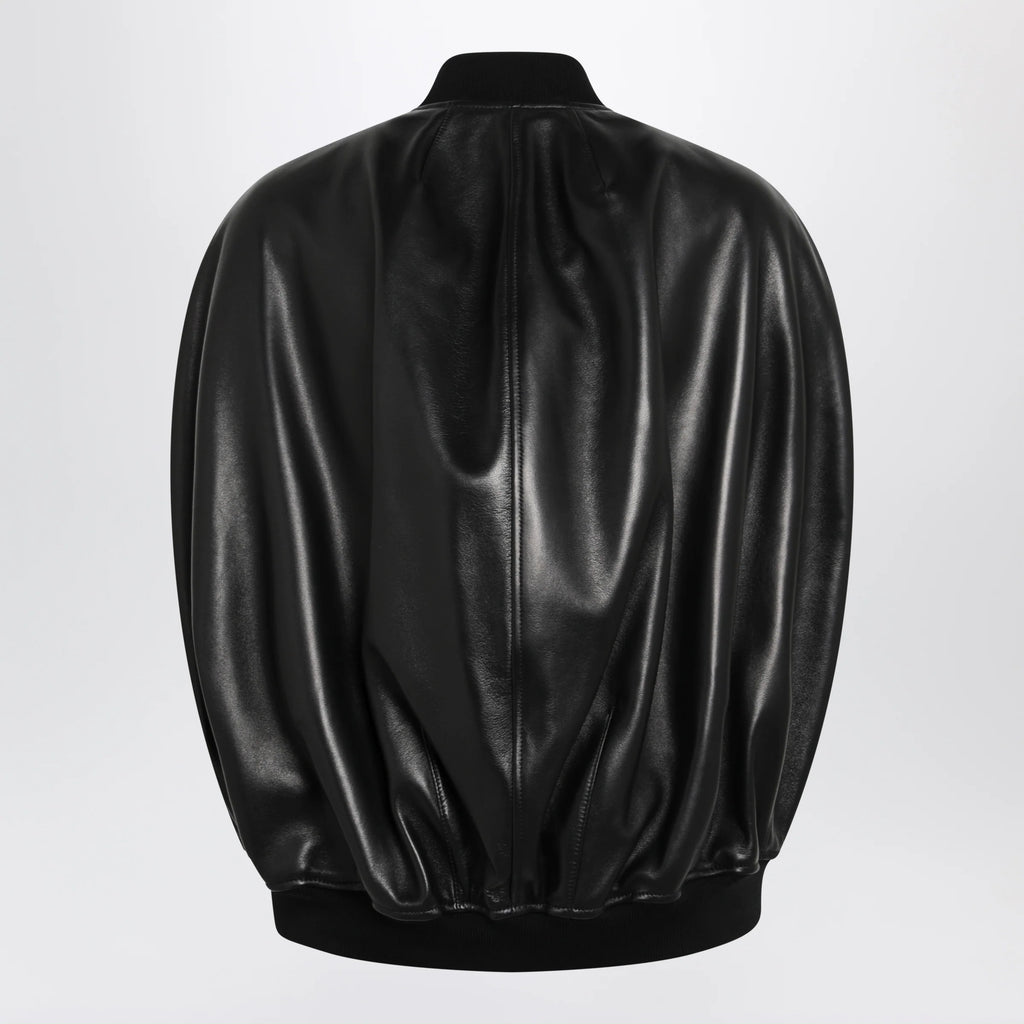 Balenciaga Black leather bomber jacket