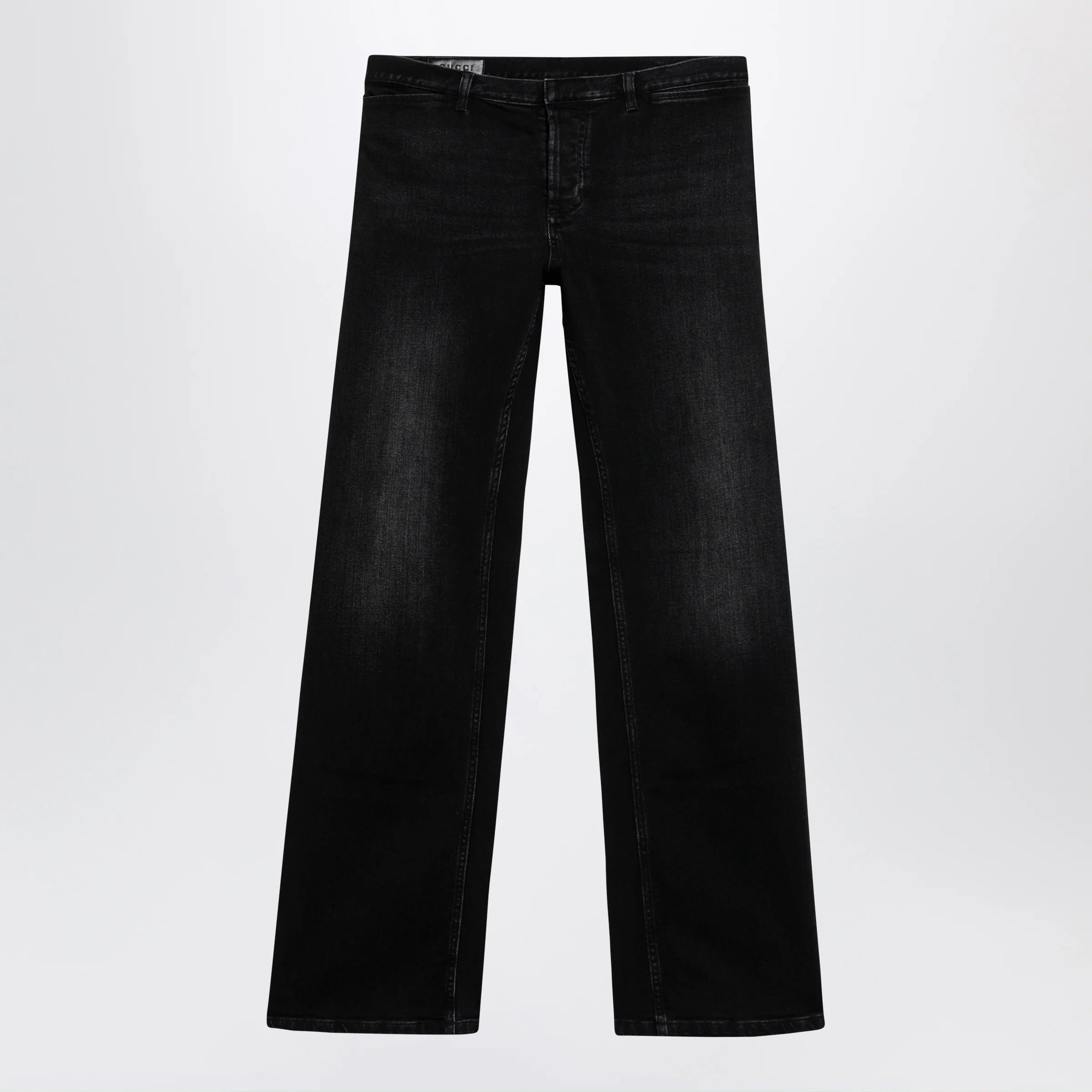 GUCCI Black stretch denim trousers with washed effect