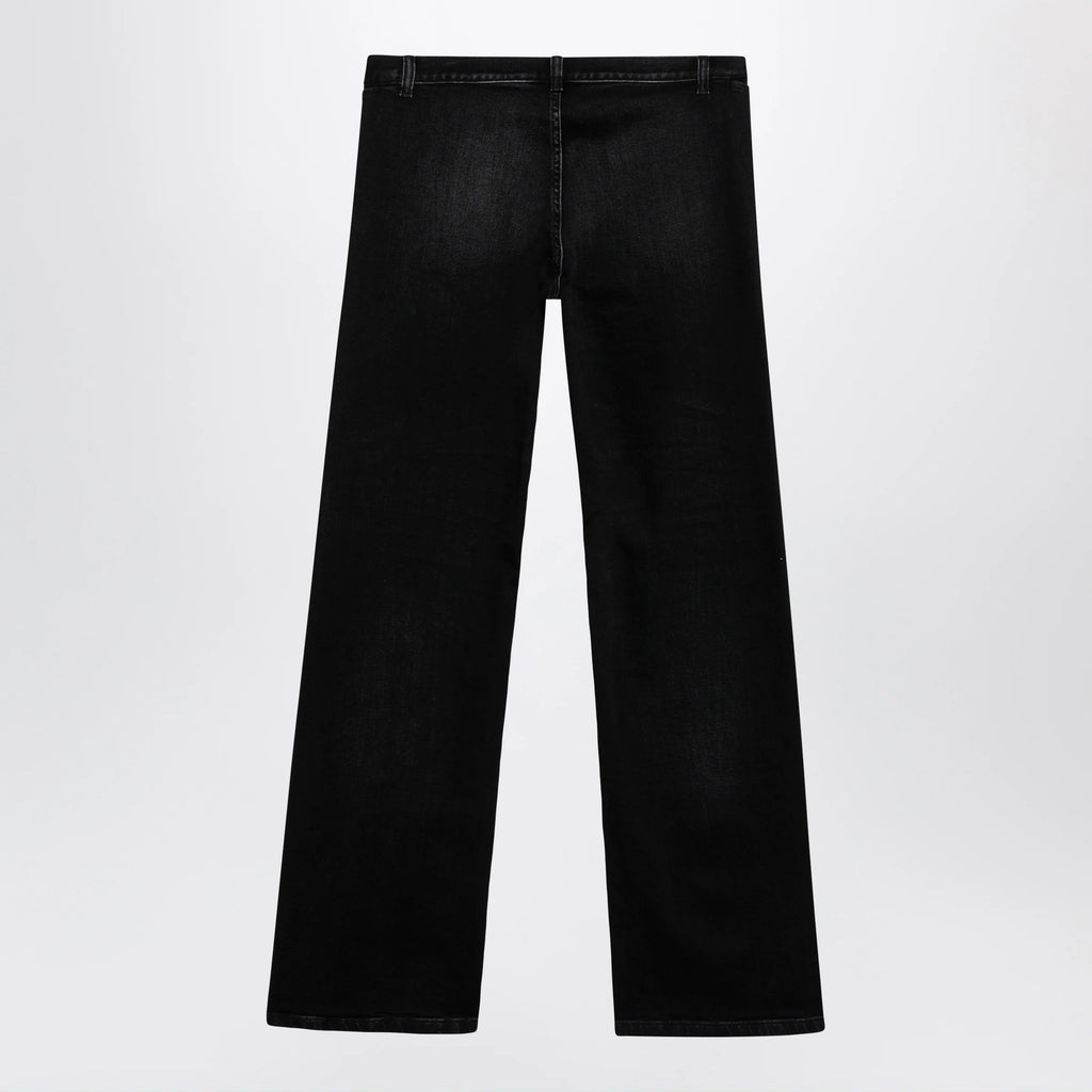 GUCCI Black stretch denim trousers with washed effect