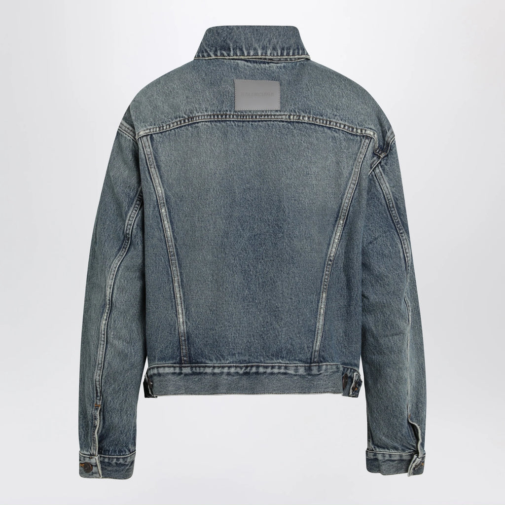 Balenciaga Kick cotton denim jacket in dirty vintage blue