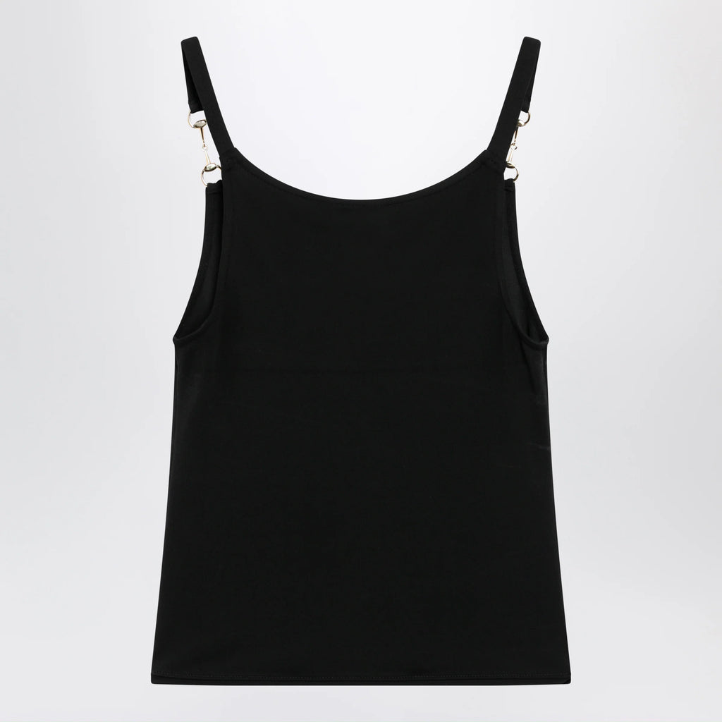 GUCCI Viscose crêpe jersey top with Horsebit detail in black