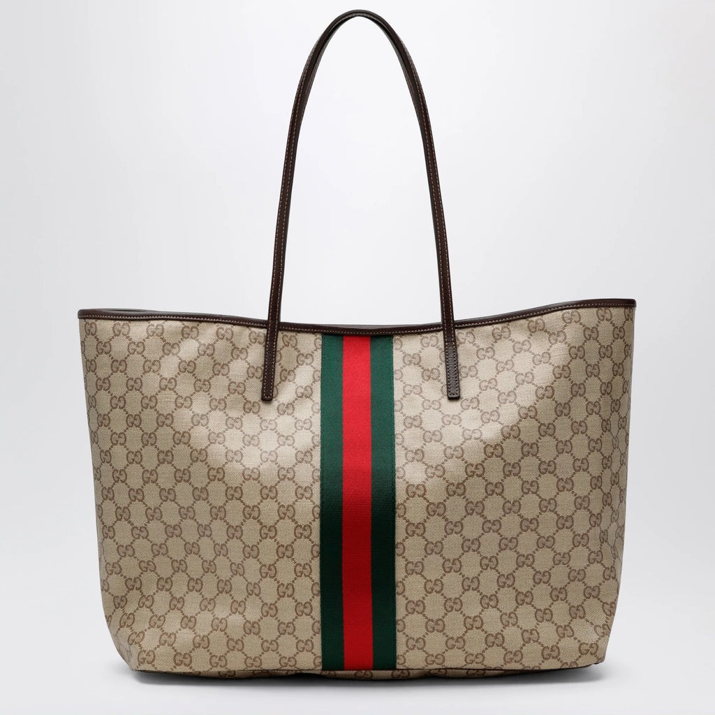 GUCCI Large Tribeca shopping tote in GG canvas, brown