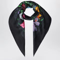 GUCCI Silk twill carré with GG Flora print in black