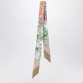 GUCCI Silk ribbon with GG Flora print in light brown