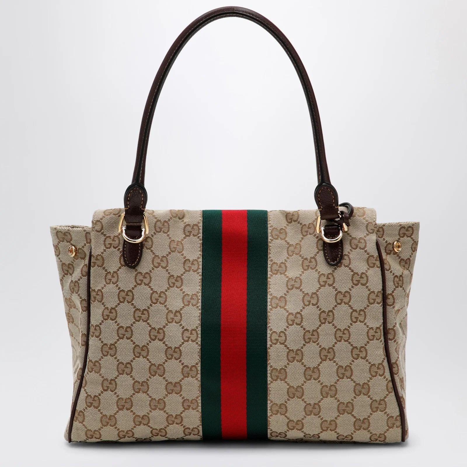 GUCCI Medium Paparazzo top-handle bag in GG canvas, brown