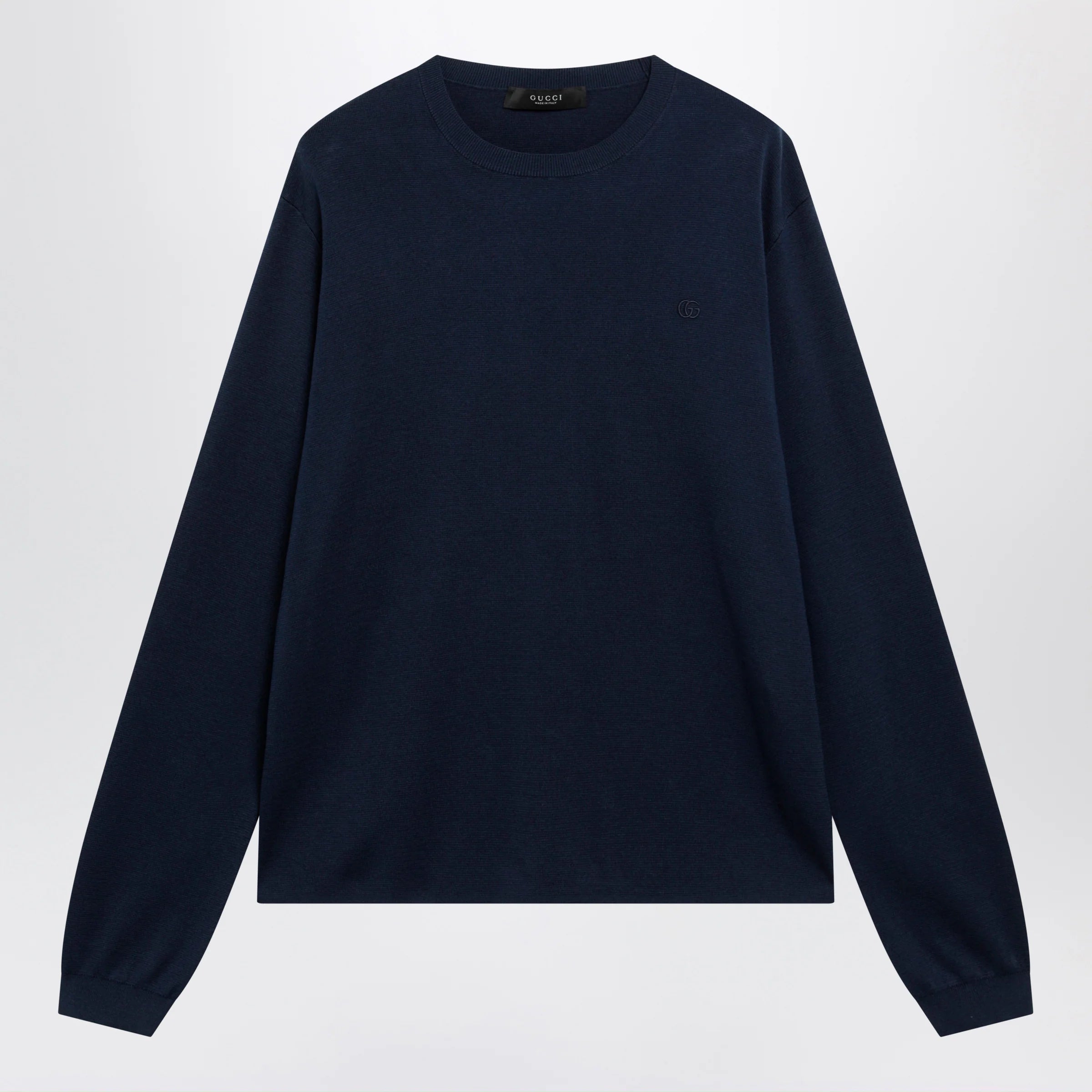 GUCCI Ink blue silk and cotton sweater