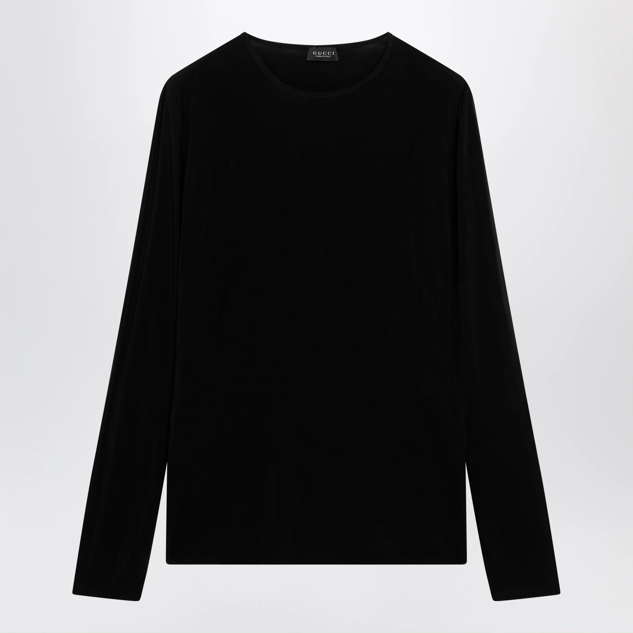 GUCCI Black crew-neck knit in viscose blend
