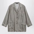 GUCCI Silk twill shirt with GG print in beige