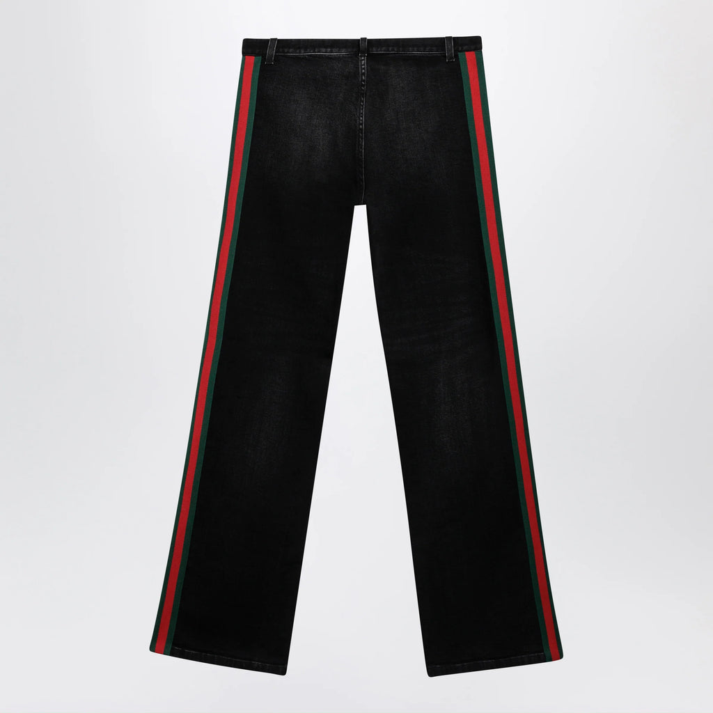 GUCCI Low-rise cotton denim jeans with Web tape in black