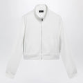 GUCCI Ribbed cotton jersey zip hoodie with Web in white