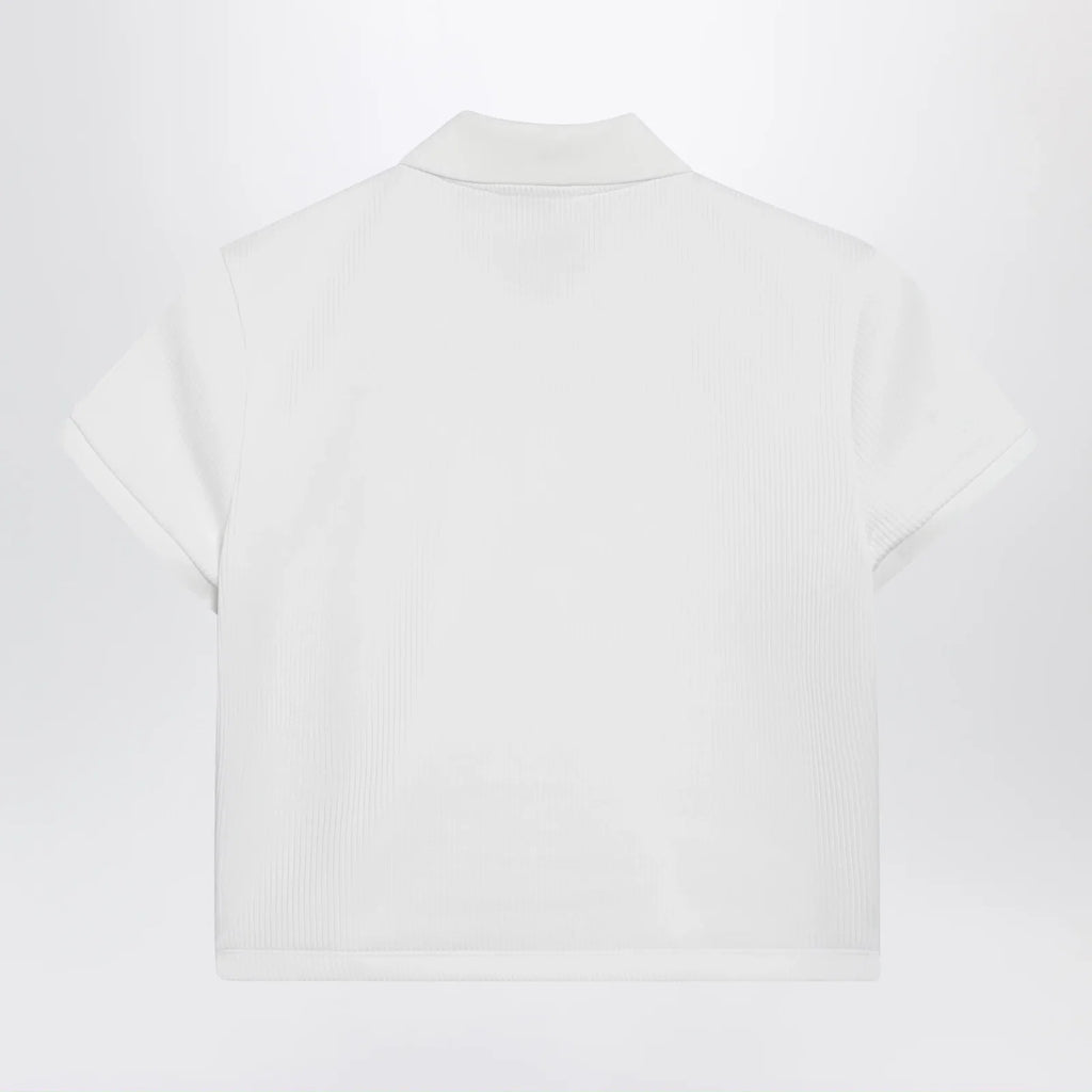 GUCCI Ribbed cotton jersey polo with Web in white