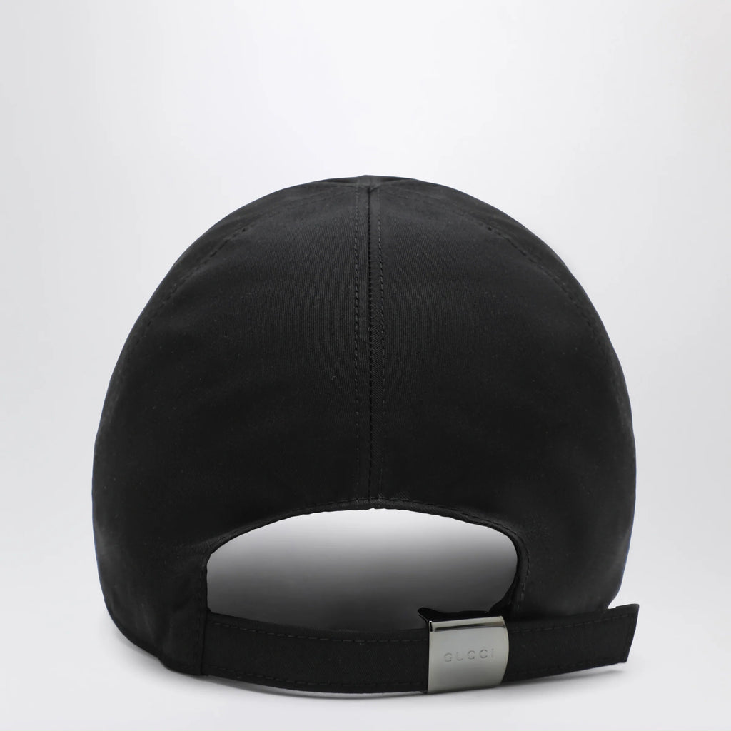 GUCCI Black cotton baseball cap with GG trim