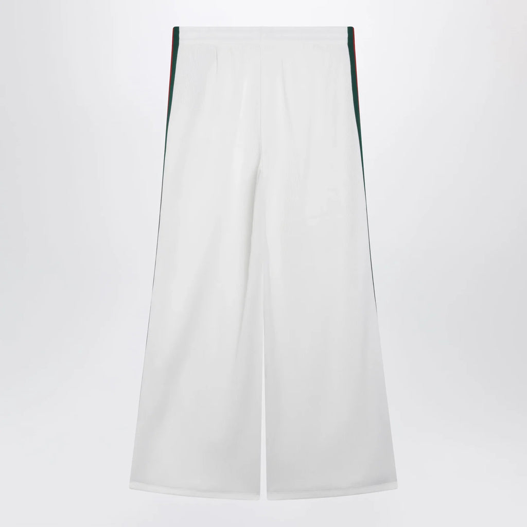 GUCCI White Cotton Jersey Leisure Trousers with Web Stripe