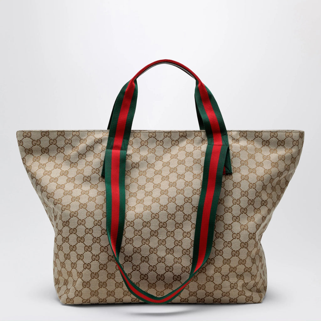 GUCCI Medium shopping bag in sand beige GG fabric