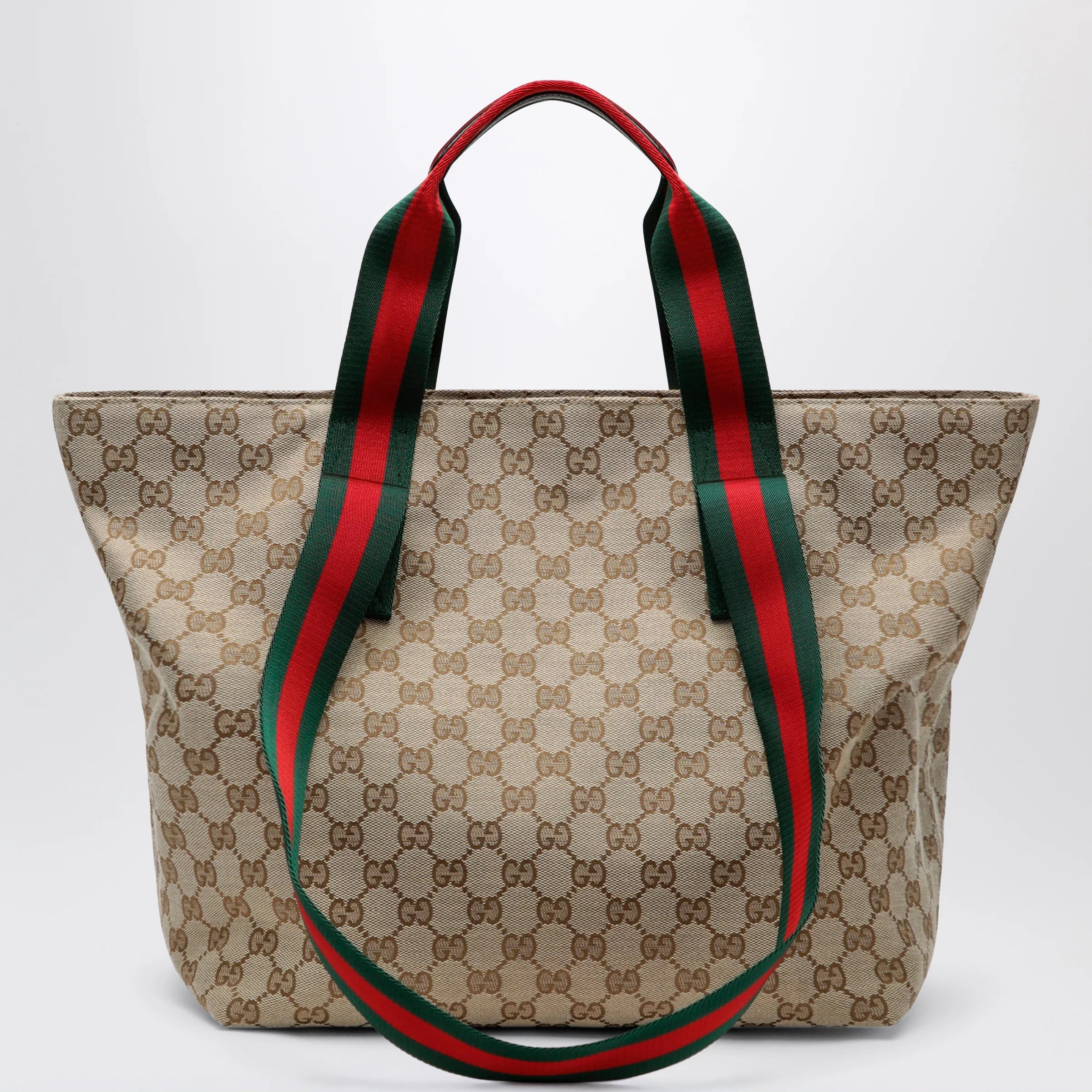 GUCCI Small shopping bag in sand beige GG fabric