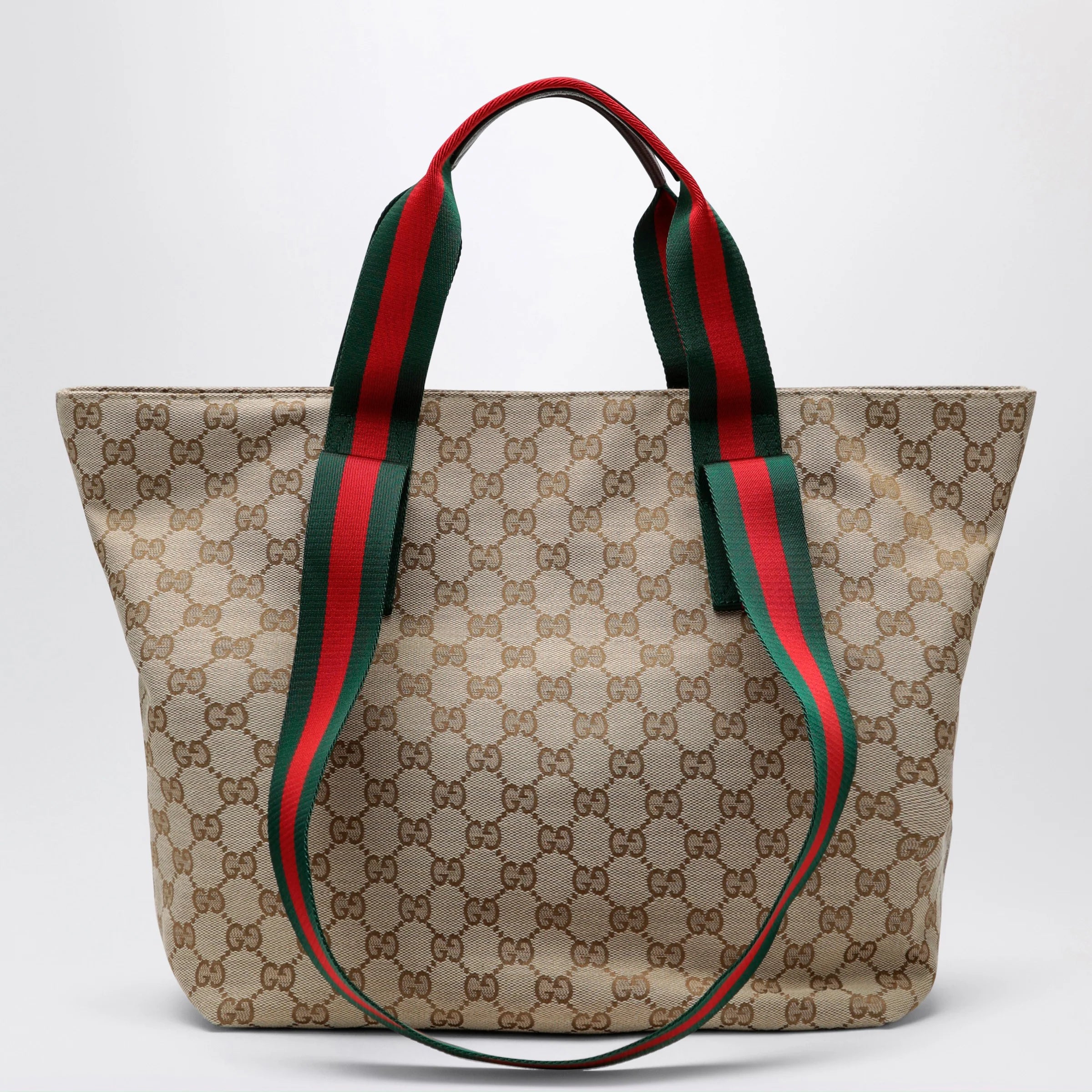 GUCCI Small shopping bag in sand beige GG fabric
