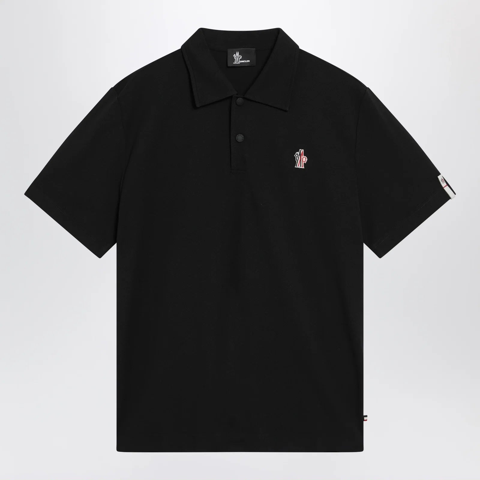 Moncler Grenoble Black polo shirt with logo patch