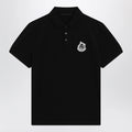 Moncler Black cotton piqué polo shirt with logo