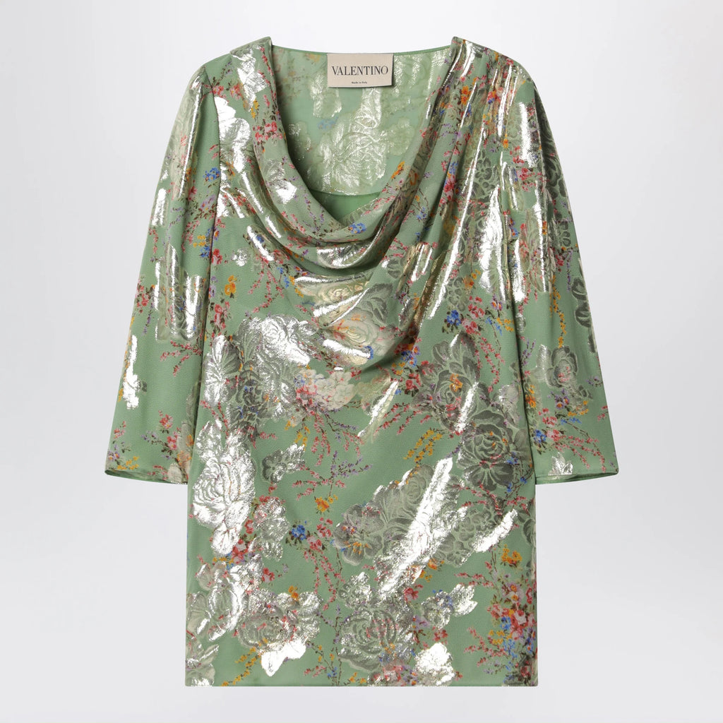Valentino Green printed lurex shirt