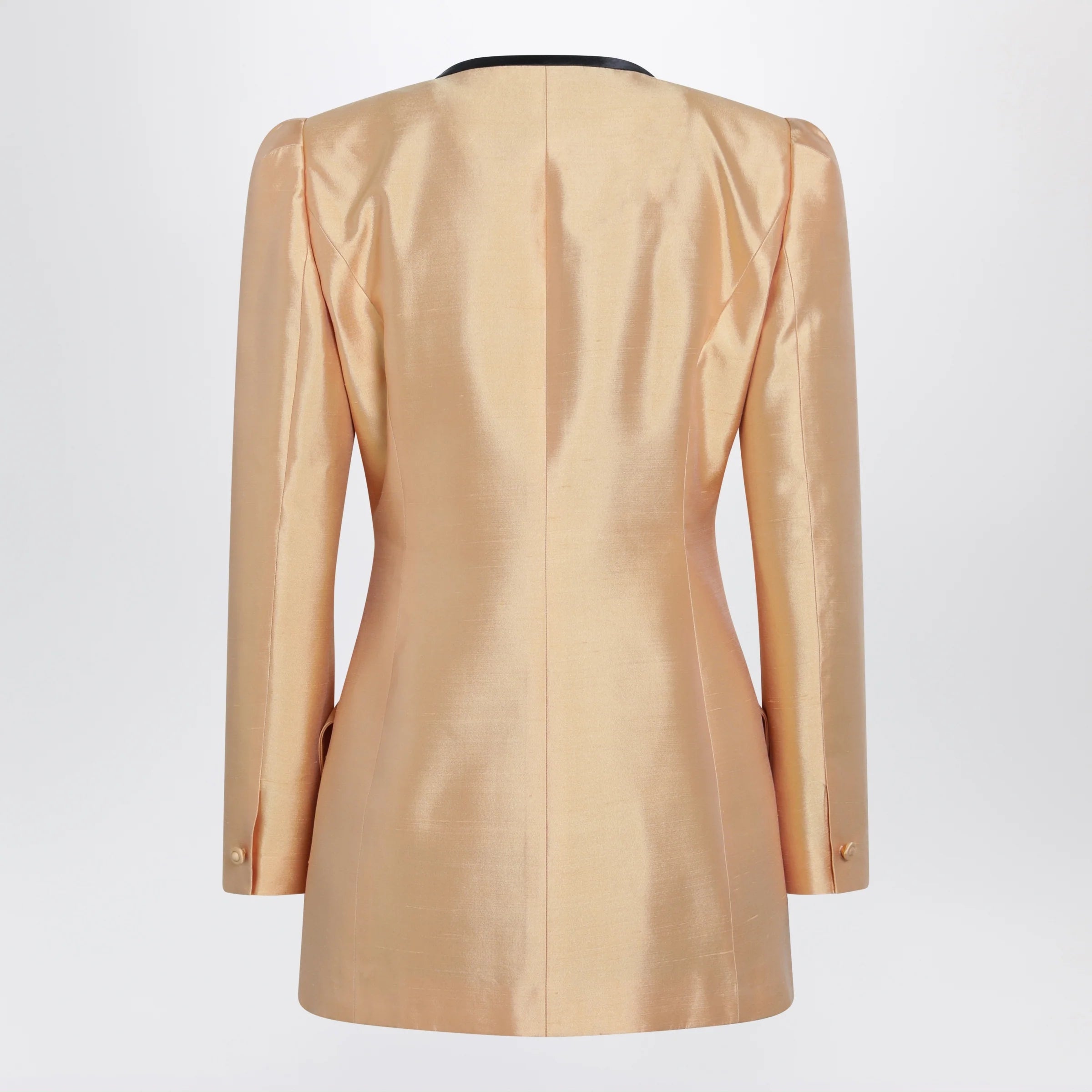 Valentino Pea coat in shantung in melon/black