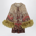 Valentino Paisley print georgette blouse with feathers