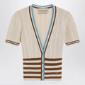 Valentino Openwork striped cotton cardigan