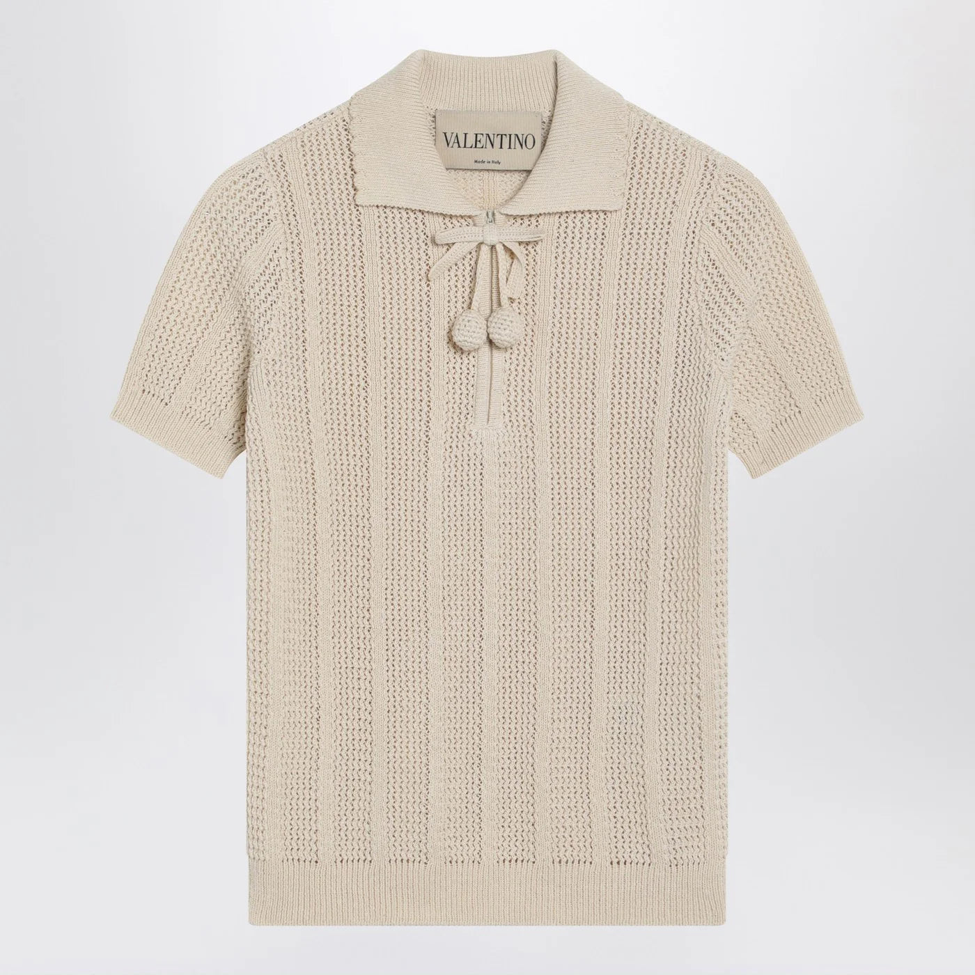 Valentino Ivory cotton knit polo shirt