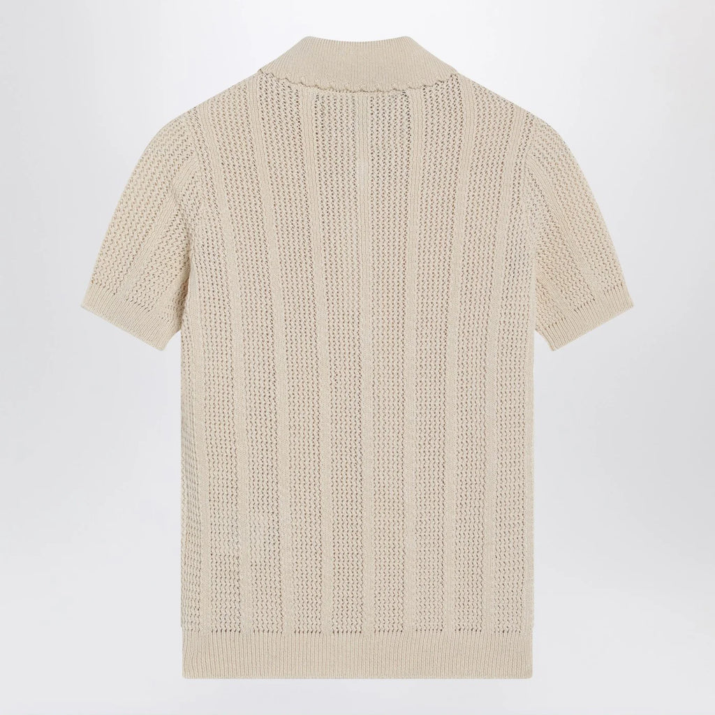 Valentino Ivory cotton knit polo shirt
