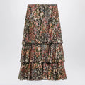 Valentino Silk tiered skirt with floral print