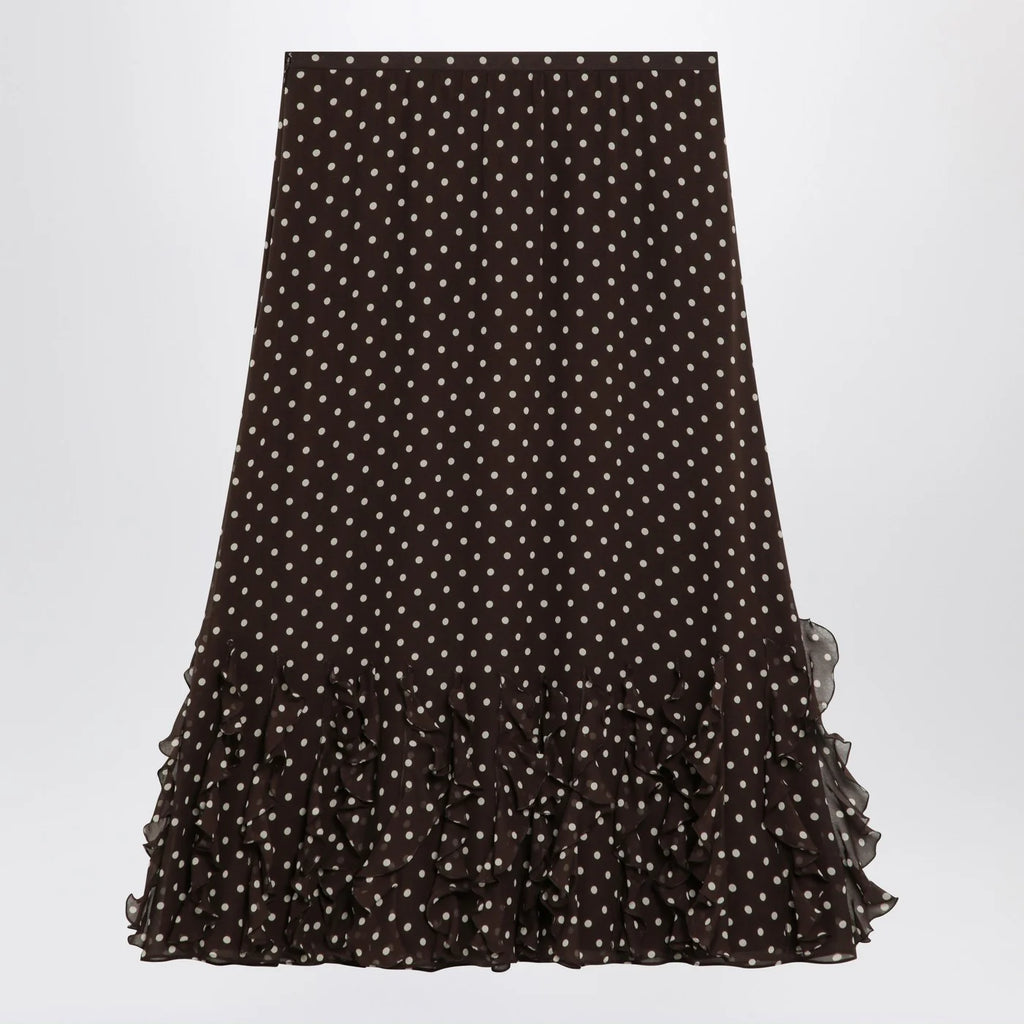 Valentino Brown silk skirt with Plusdepois motif