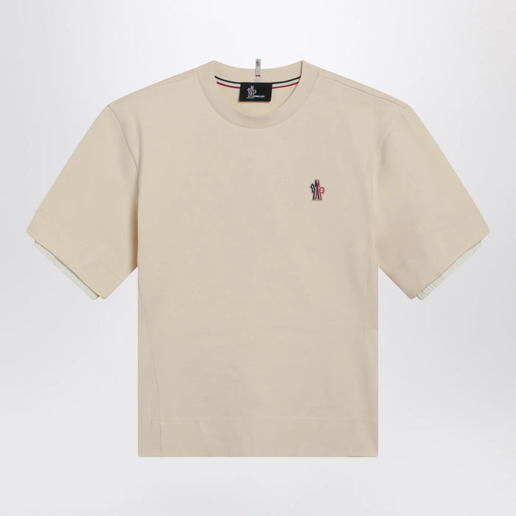Moncler Grenoble White cotton-blend T-shirt with logo patch