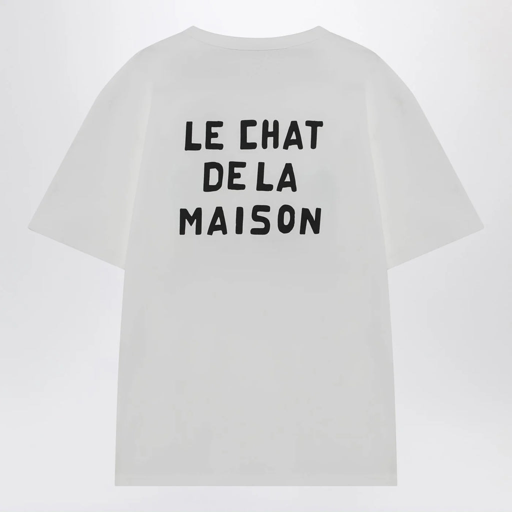 Valentino White T-shirt with Le Chat De La Maison print