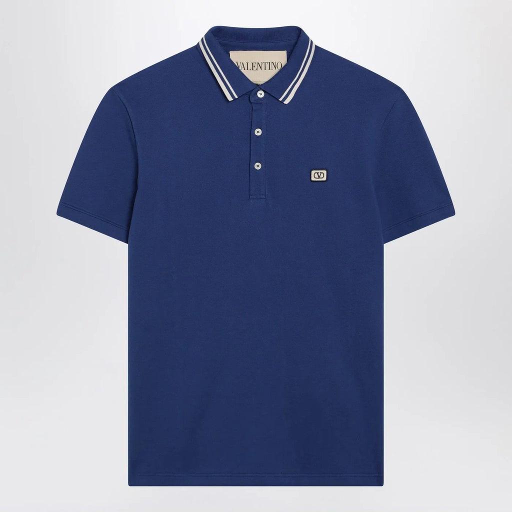 Valentino Blue polo shirt with Vlogo patch