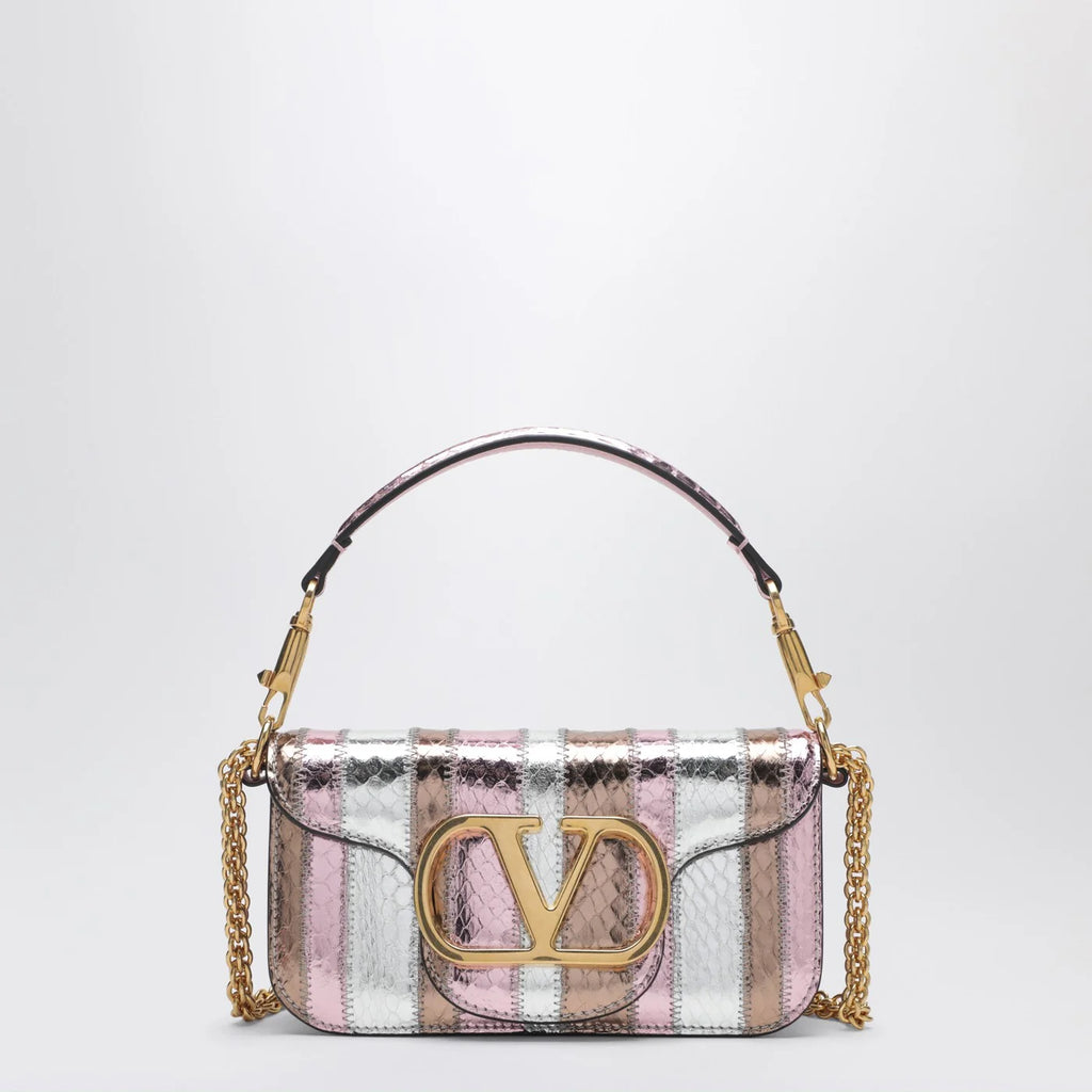 Valentino Garavani Small Locò shoulder bag in multicolour laminated elaphe leather