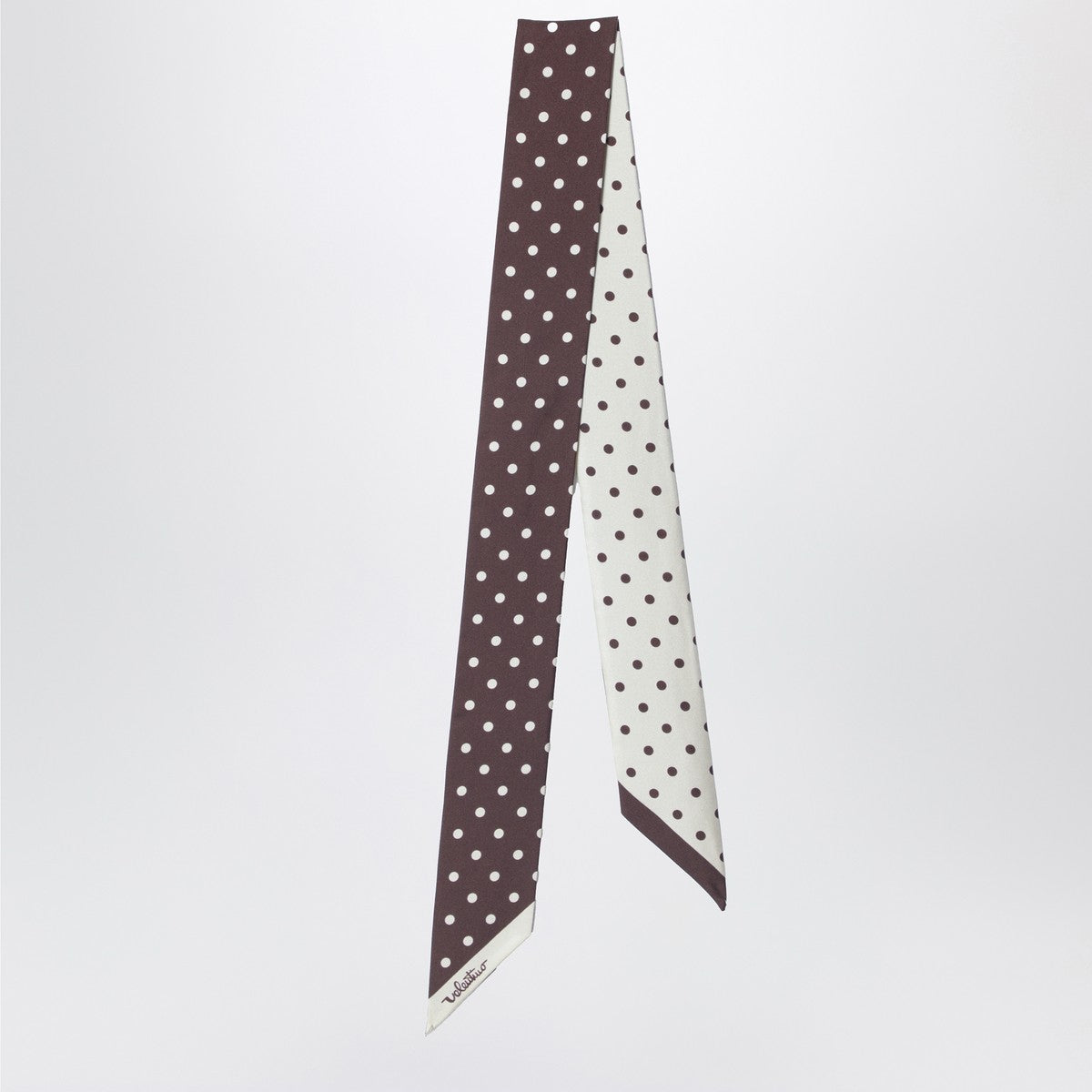Valentino Garavani Brown scarf with butter-colored polka dots
